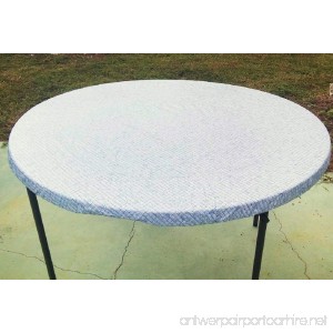 Fitted Round Elastic Edge Mosaic Vinyl Tablecloth Table Cover fits 36 to 48 BLUE - B018YL1O56