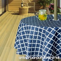 Hipinger Heavyweight Wrinkle-Free Stain Resistant Waterproof Outdoor Tablecloth With Umbrella Hole and Zipper 60 Inch Round  Navy Blue  Seats 4 People - B07DFL7FS5