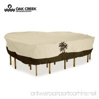 Oak Creek Premium Outdoor Furniture Cover | Patio Table Cover with Air Vents  Click-Close Straps  Elastic Hem Cord | Made of Heavy Duty Waterproof Fabric with PVC Coating | Palm Tree Design - B076ZYJTJK