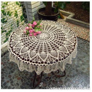 WSHINE Vintage Crochet Round Table Cover Lace Doilies TableCloth for Furniture Decor (27.6 white) - B06VVL8MXW