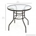 Best Choice Products 32in Round TemperedGlass Patio Dining Bistro Table w/Umbrella Stand -Dark Brown - B076TY43VZ