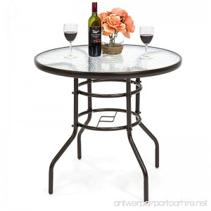 Best Choice Products 32in Round TemperedGlass Patio Dining Bistro Table w/Umbrella Stand -Dark Brown - B076TY43VZ