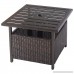Custpromo Outdoor Patio Rattan Wicker Steel Side Deck Table Bistro Table With Umbrella Hole - B07B6VMWS8