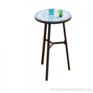GT Small Blue Patio Table Round Side Table Garden OutdoorEnd Table Backyard Outside Furniture & E book By Easy2Find - B07FN6Z885