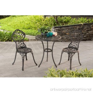 Vinely Cast Outdoor 3 Piece Cast Iron Patio Bistro Set in Jet Black Finish Chairs (16.14W x 19.29D x 33.07H in.) Table(24 diam. x 28.3H in.) - B01N0ZUD5A