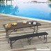 Adeco Patio Folding Table with wooden design Brown - B073RPCBMQ