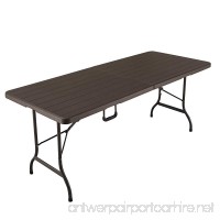 Adeco Patio Folding Table with wooden design  Brown - B073RPCBMQ