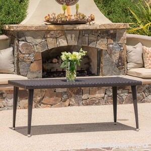 Andrea Outdoor Wicker 71 Inch Dining Table with Aluminum Frame (Multi-brown) - B072PRCFFM