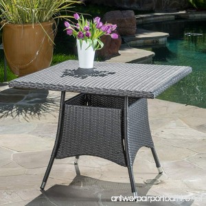 Colonial Outdoor Grey Wicker Square Dining Table - B06Y3RK3HY