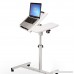 HP95 Turn Lift Adjustable Mobile Laptop Table Sit-Stand Laptop Desk Notebook Macbook Tables Cart With Side Table 360°Rotation Of The Surface-US Warehouse Clearance (White) - B07FFMX96G