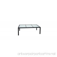 K&A Company Outdoor Dining Poly Rattan Table Steel Frame And Glass Tabletop 74.8x35.4x29.5 Black - B07F73F3KW