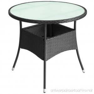 LicongUS Outdoor Table Poly Rattan Black Dining Table Patio Dining Table Dimensions: 31.5 x 29 (Diameter x H) - B07FTBT4FP
