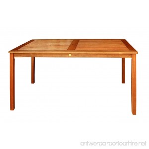 LuuNguyen Outdoor Hardwood Dining Table Natural Wood Finish - B015F6HE02