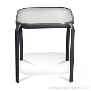 Never Rust Aluminum and Glass Outdoor End Table in Grey - B07CZQ3DQ1