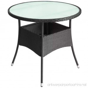 Patio Round Dining Table Glass 35 Wicker - B07FMN3142