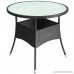 Saideke Home Outdoor Table Glass Top Poly Rattan 31.5x29 Black Patio Backyard Side Stand - B07F9SX7NN