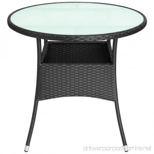 Saideke Home Outdoor Table Glass Top Poly Rattan 31.5x29 Black Patio Backyard Side Stand - B07F9SX7NN