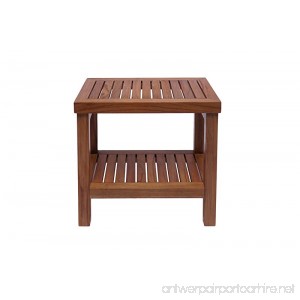 Small Rectangular Table with Shelf Teak Wood Zen (Natural) - B07DLG38K5