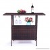 Tobbi Garden Rattan Wicker Bar Counter Table Shelves Outdoor Wicker Patio Furniture in Espresso - B07FNKND7J