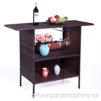 Tobbi Garden Rattan Wicker Bar Counter Table Shelves Outdoor Wicker Patio Furniture in Espresso - B07FNKND7J