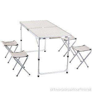 yiren Camping Outdoor Lightweight Folding Picnic Table with 4 Stools - B07D9CJ7F7