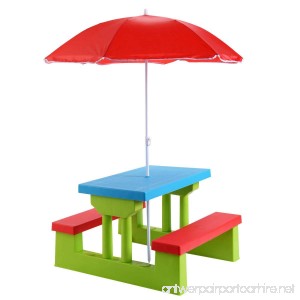 4 Seat Kids Picnic Table w/Umbrella Garden Yard Folding Children Bench Outdoor New Colorful - B076JFLY5G