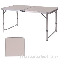 Custpromo 2' x 4' Height Adjustable Folding Camping Table Portable Aluminum Picnic Table with Carry Handle - B07BSDDQTX