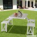 Custpromo Aluminum Portable Folding Picnic Table With Umbrella Hole and 4 Seats Outdoor Suitcase Camping Table Game Table - B07CJ5MNNJ