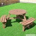 Giantex 6 Person Round Picnic Table Set Outdoor Pub Dining Seat Wood Bench - B075L9HD17