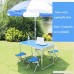 IFOYO Picnic Table Set Portable Folding Picnic Table for Outdoor Camping with umbrella hole and 4 Folding Chairs Adjustable Height Blue - B07BJGT8T5