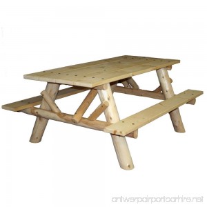 Lakeland Mills CFU232 Cedar Log 6-Foot Picnic Table with Attached Benches Natural - B002BA5E12