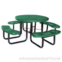 Lifeyard 46 Expanded Heavy Duty Metal Mesh Commercial Picnic Table Attached with Seats Round Green - B01F8LWLK2