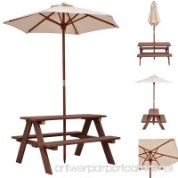 Royal Home Furniture 3 Feet Outdoor Wooden Picnic Table Bench with Foldable Umbrella | Portable Weatherproof Large 4 Seats Sturdy Wood for Children Kids Adult Pub Dining Backyard Garden BBQ Party Yard - B078K82JMF