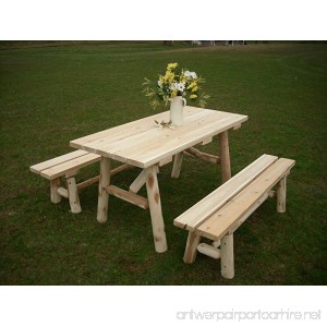 White Cedar Log Picnic Table with Detached Bench - 5 foot - B007Y7S2S4