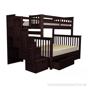 Bedz King Stairway Bunk Beds Twin over Full with 4 Drawers in the Steps and 2 Under Bed Drawers Cappuccino - B00KI3A5JU
