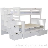 Bedz King Stairway Bunk Beds Twin over Full with 4 Drawers in the Steps and 2 Under Bed Drawers White - B00KI3AKC2