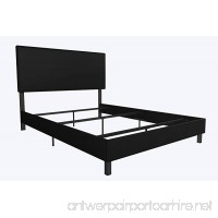 DHP Janford Upholstered Bed with Chic Upholstered Headboard  Black Faux Leather  Queen - B076HYFVTZ