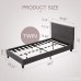 Mecor Upholstered Linen Platform Bed Metal Frame with Wood Slat Support Gray/Twin Size - B07D4DLS21