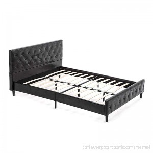 Mecor Upholstered PU Faux Leather Queen Platform Bed Frame with Solid Wooden Slats Support Home Dorm Apartment Black/Queen Size - B07D35QFZN