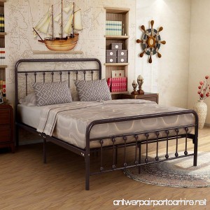 Metal Bed Frame Iron Decor Steel Queen Size Base with Headboard and Footboard Legs Platform Slats Cover Dark Copper 634 (Queen) - B07D637WYQ