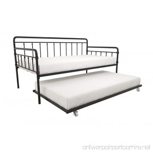 Modern Wallace Daybed with Trundle Bundle Twin Metal Bed Frame Slats Support Memory Foam and Coil Mattresses No Foundation or Box Spring Needed Mattresses not Included Black - B07341NBYY