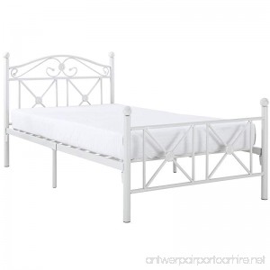 Modway Cottage Iron Metal Platform Bed in White Twin Size - B008VAUOCK