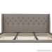 Novogratz Her Majesty Upholstered Linen Bed Tufted Wingback Design and Wooden Legs King Size - Grey Linen - B079V74NF6