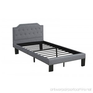Poundex Bobkona Finely Polyfabric Upholstered Twin Size Bed in Blue Grey - B01MXI8Z4Z