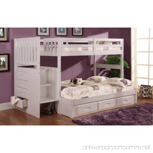 Twin Over Full Stair Stepper Bed with 3 Drawers in White Finish - B00FYVGGZS