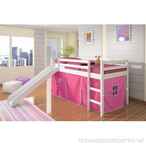 Twin Tent Loft with Slide and Slat-Kits in White with Pink Tent - B00B3XYS2Y