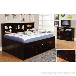 Discovery World Furniture Full Daybed with 3 Drawers and Trundle Desk Hutch and Chair in Espresso Finish - B00FYVFXXY