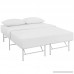 Modway Horizon Full Bed Frame In White - Replaces Box Spring - Folding Portable Metal Mattress Bed Frame With Storage - Low Profile - Heavy Duty - B01NBMBYZ3