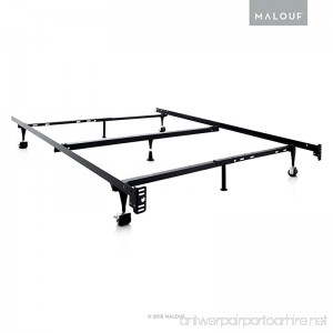STRUCTURES by Malouf Heavy Duty Adjustable Metal Bed Frame with Center Support and Rug Rollers - (Queen Full XL Full Twin XL Twin) - B0032UOY8E