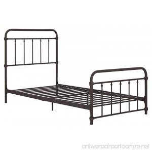 Wallace Metal Bed Frame in Dark Bronze with Vintage Headboard and Footboard No Box Spring Required Sturdy Metal Frame with Slats Weight Limit 225 lbs Twin Size - B06XGMZ41D